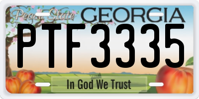 GA license plate PTF3335
