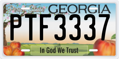 GA license plate PTF3337