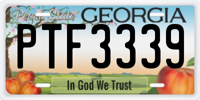 GA license plate PTF3339