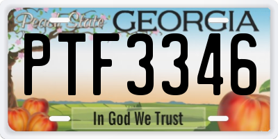 GA license plate PTF3346