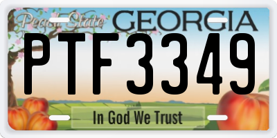 GA license plate PTF3349