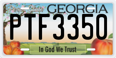 GA license plate PTF3350