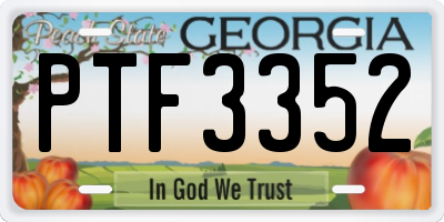 GA license plate PTF3352