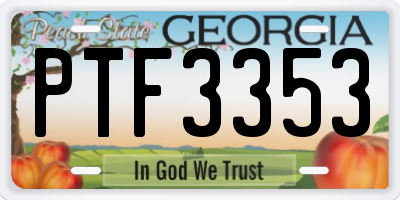 GA license plate PTF3353