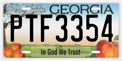 GA license plate PTF3354