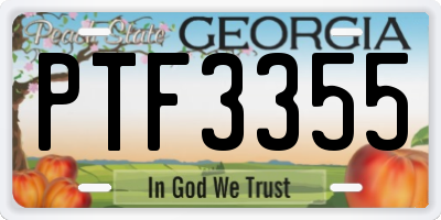 GA license plate PTF3355