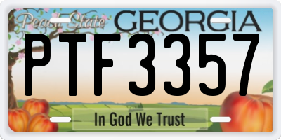 GA license plate PTF3357