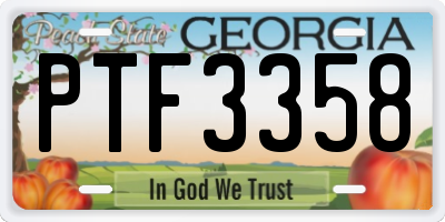 GA license plate PTF3358