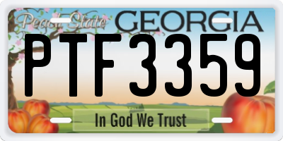 GA license plate PTF3359