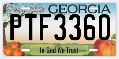 GA license plate PTF3360