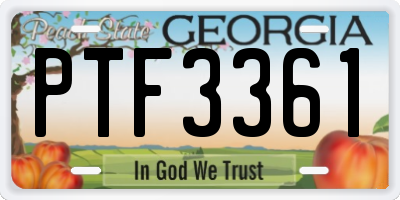 GA license plate PTF3361