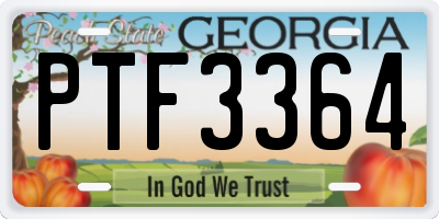 GA license plate PTF3364