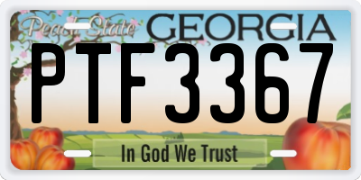 GA license plate PTF3367