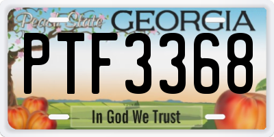 GA license plate PTF3368