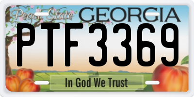 GA license plate PTF3369