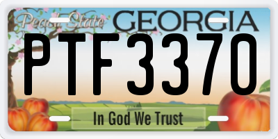 GA license plate PTF3370