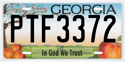 GA license plate PTF3372