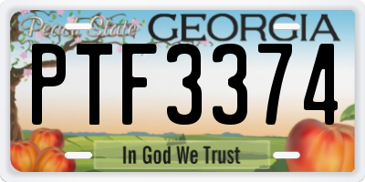 GA license plate PTF3374