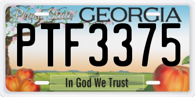 GA license plate PTF3375
