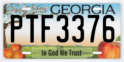 GA license plate PTF3376