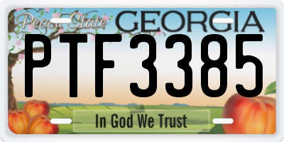 GA license plate PTF3385
