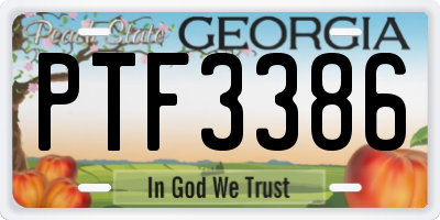 GA license plate PTF3386