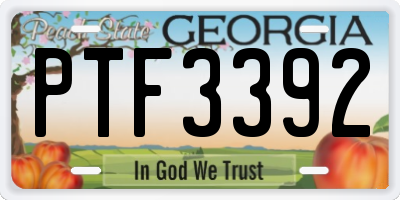 GA license plate PTF3392