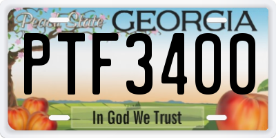 GA license plate PTF3400