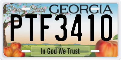 GA license plate PTF3410