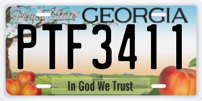GA license plate PTF3411