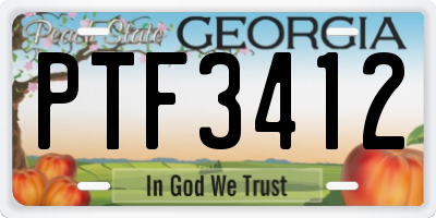 GA license plate PTF3412