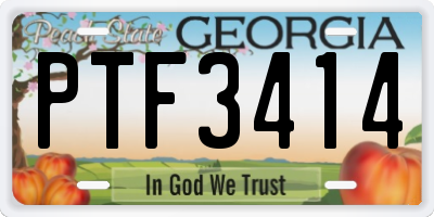 GA license plate PTF3414