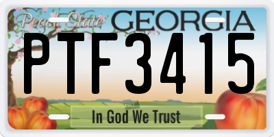 GA license plate PTF3415