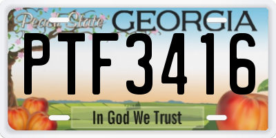 GA license plate PTF3416