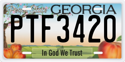 GA license plate PTF3420