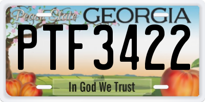 GA license plate PTF3422