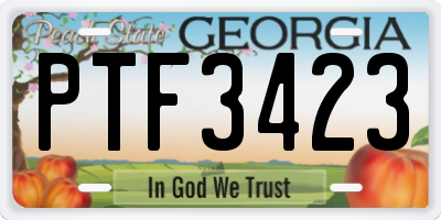 GA license plate PTF3423