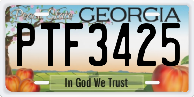 GA license plate PTF3425