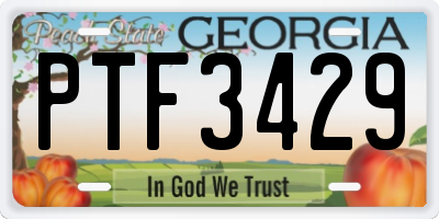 GA license plate PTF3429