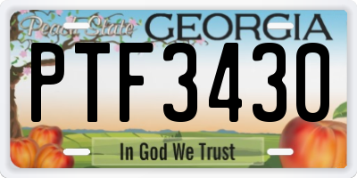 GA license plate PTF3430