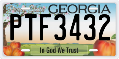 GA license plate PTF3432