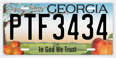 GA license plate PTF3434