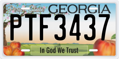 GA license plate PTF3437