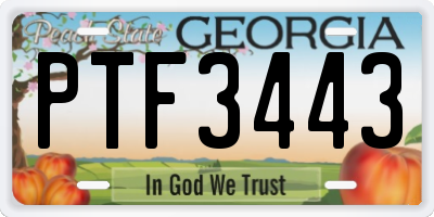 GA license plate PTF3443