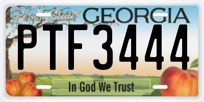 GA license plate PTF3444