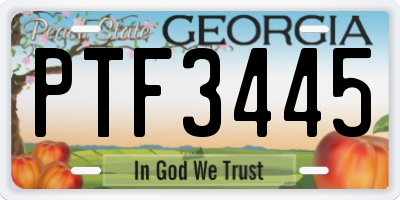 GA license plate PTF3445