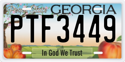 GA license plate PTF3449