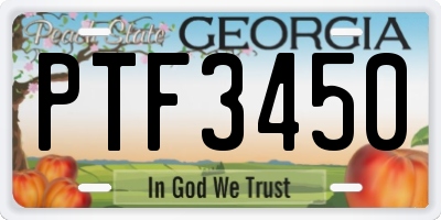 GA license plate PTF3450