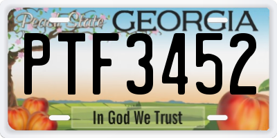 GA license plate PTF3452
