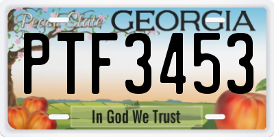 GA license plate PTF3453